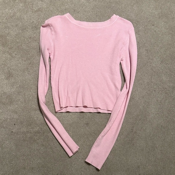 Baby Pink Long Sleeve Sweater Shirt - Picture 2 of 3